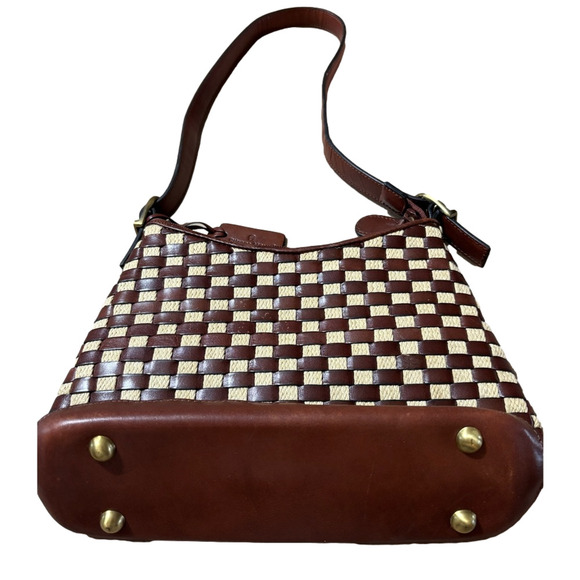 Vintage Etienne Aigner Brown and Cream Checkered Shoulder Bag strap 25” - Picture 8 of 10